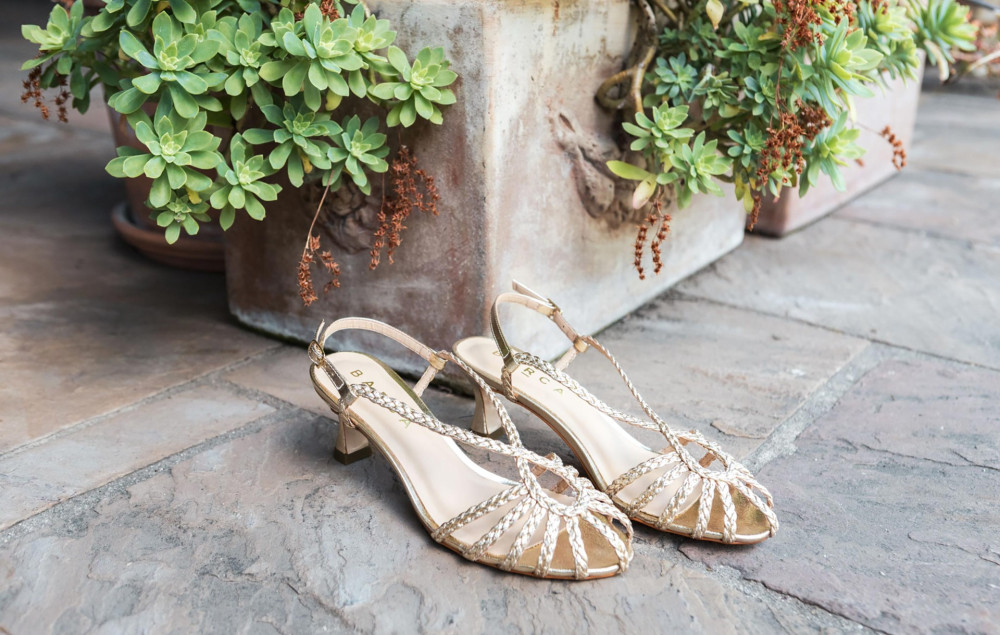 Sandalias de tacón alto tacón 5 cm oro cuero