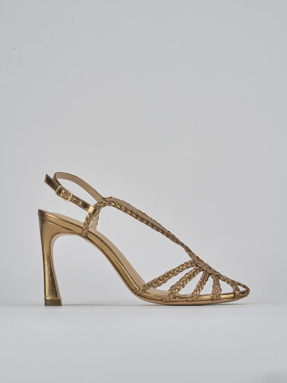Sandalias de tacón alto tacón 8 cm bronce cuero