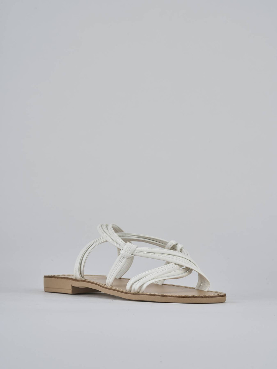 Mules tacón 1 cm blanco cuero
