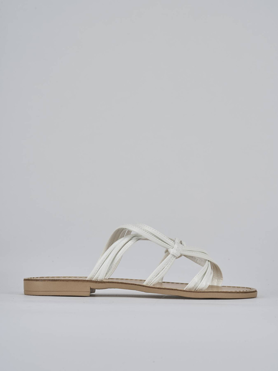 Mules tacón 1 cm blanco cuero