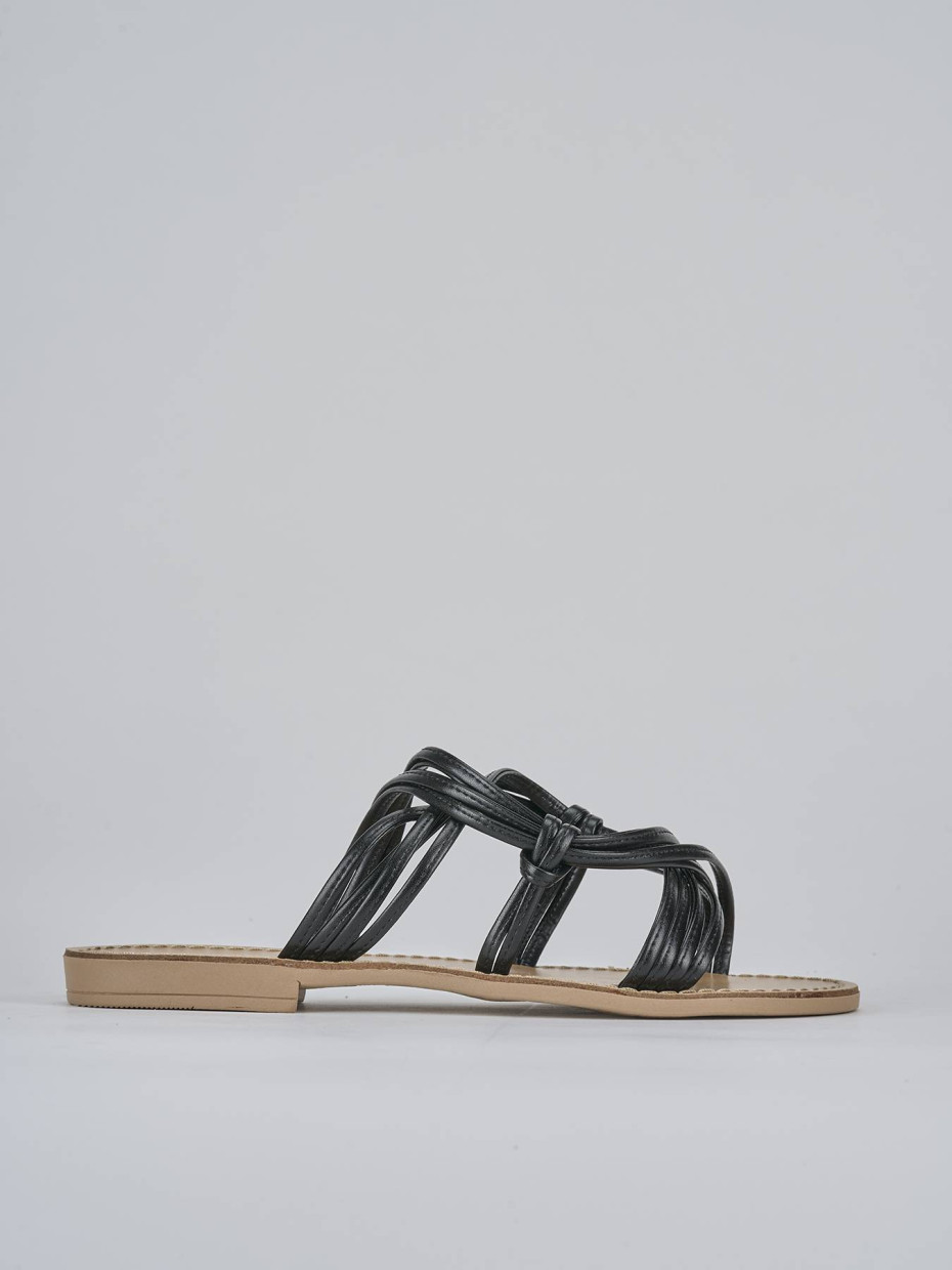 Mules tacón 1 cm negro cuero