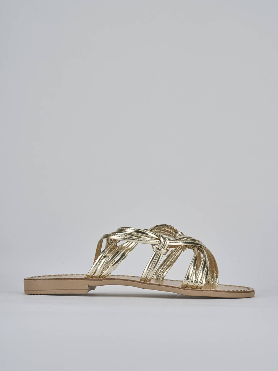 Mules tacón 1 cm oro cuero