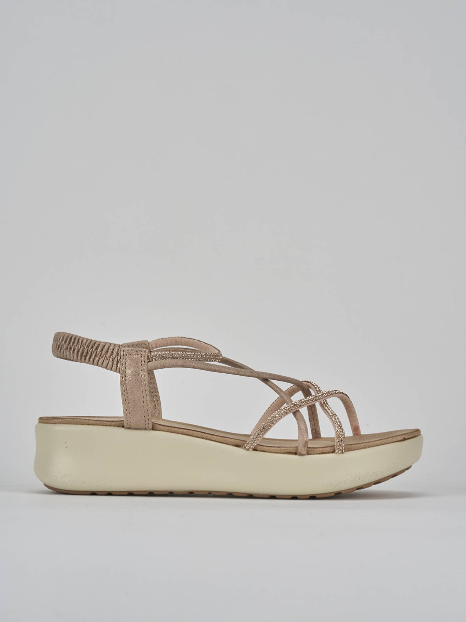 Wedge heels heel 4 cm gold leather