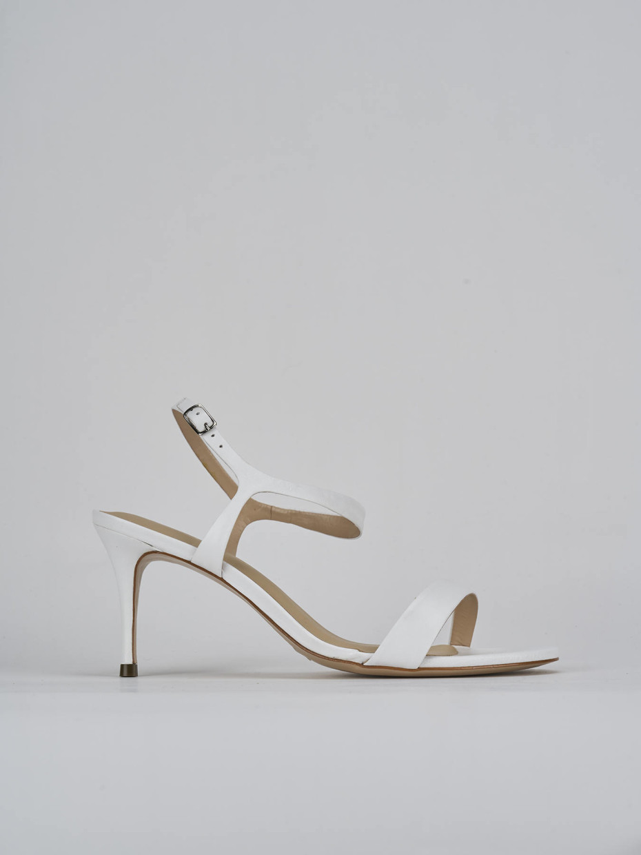 Sandalias de tacón alto tacón 7 cm blanco cuero