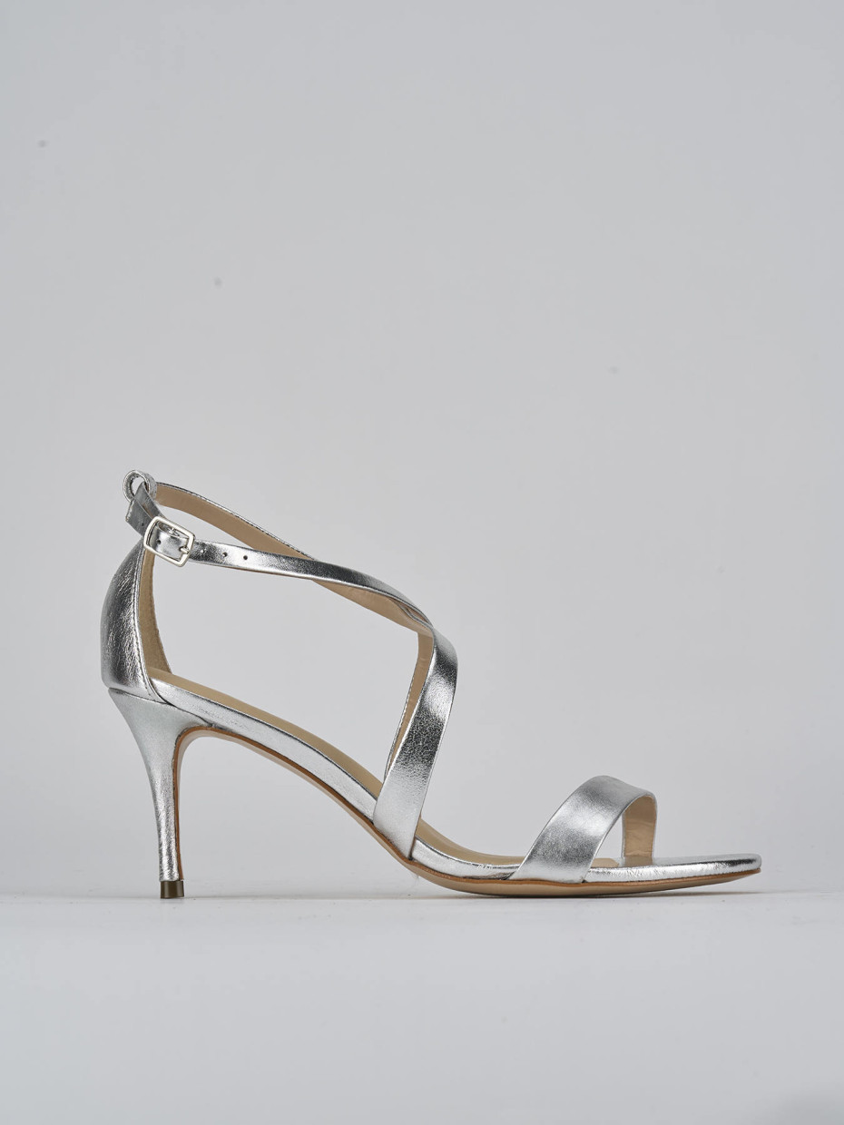 High heel sandals heel 7 cm silver leather