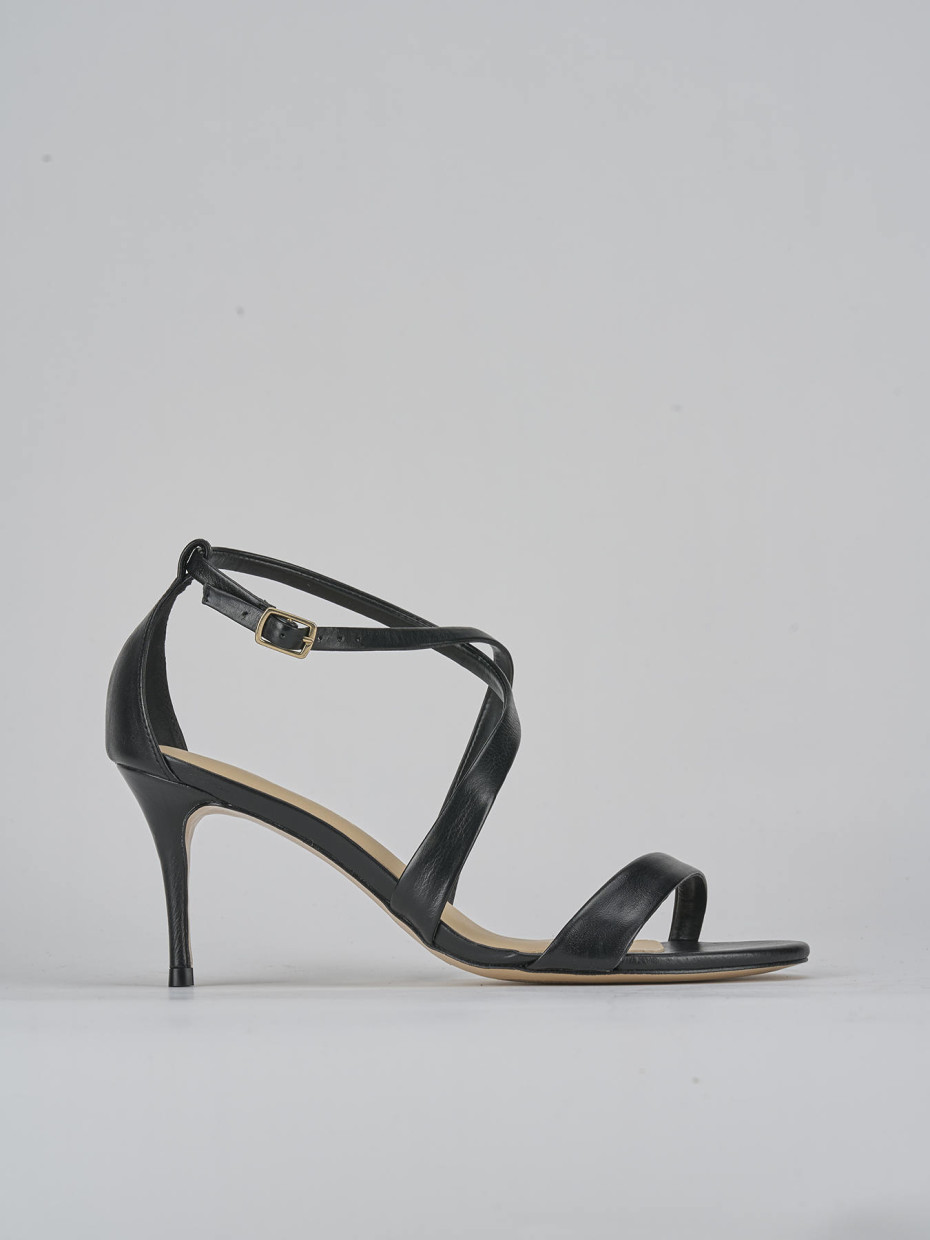 Sandalias de tacón alto tacón 7 cm negro cuero
