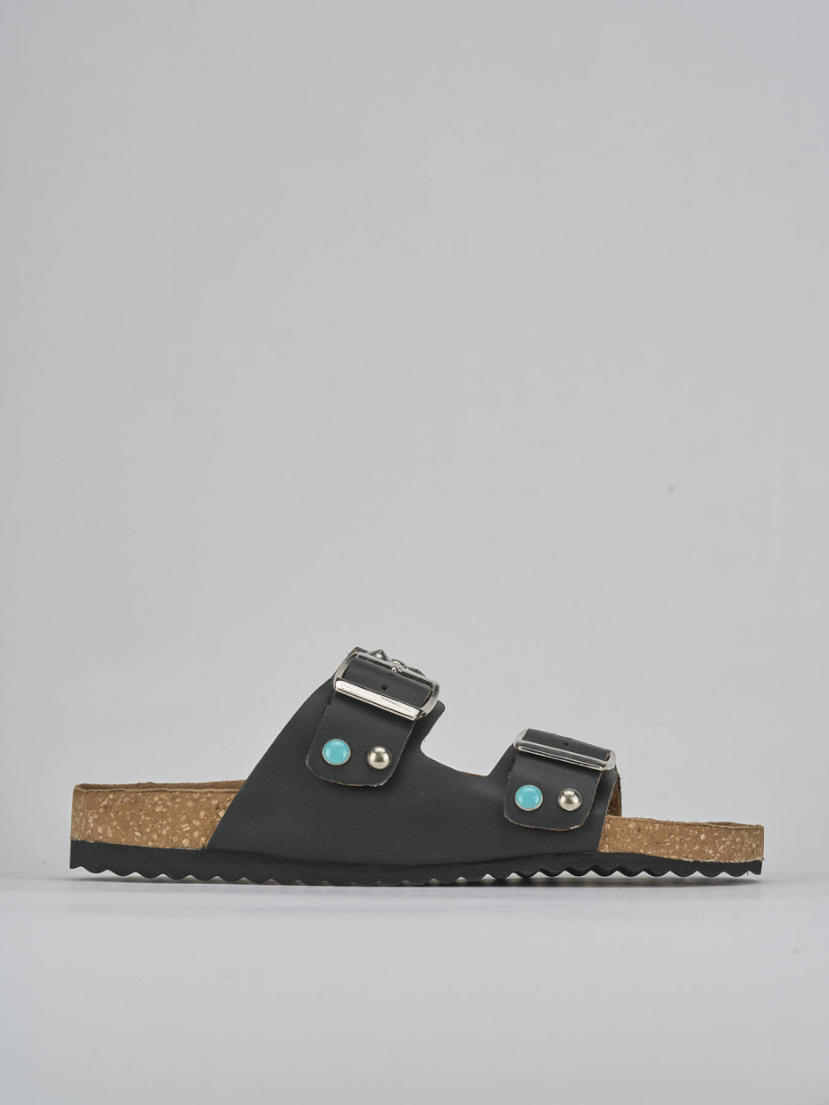 Mules negro cuero