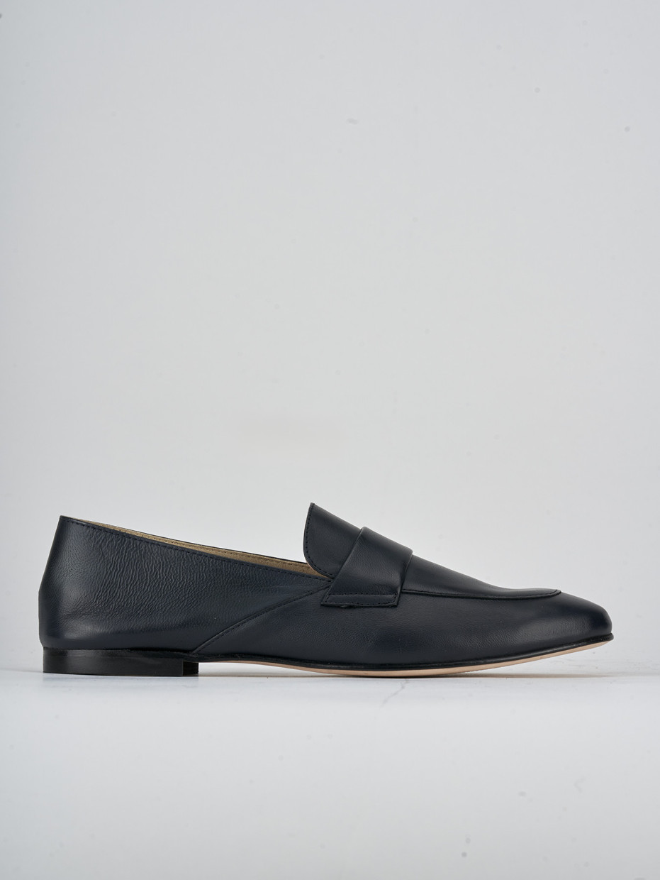 Mocasines tacón 1 cm azul cuero