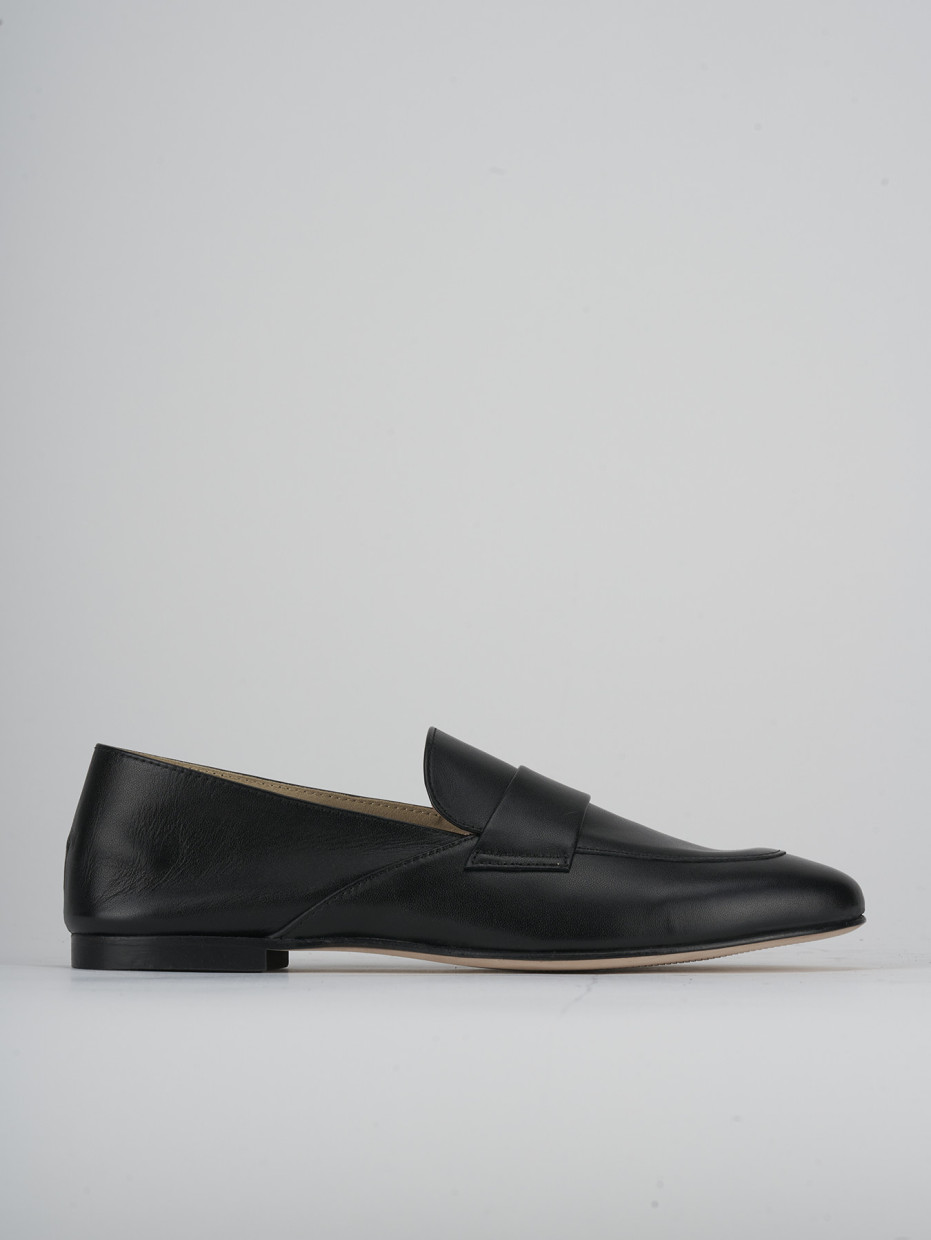 Mocasines tacón 1 cm negro cuero