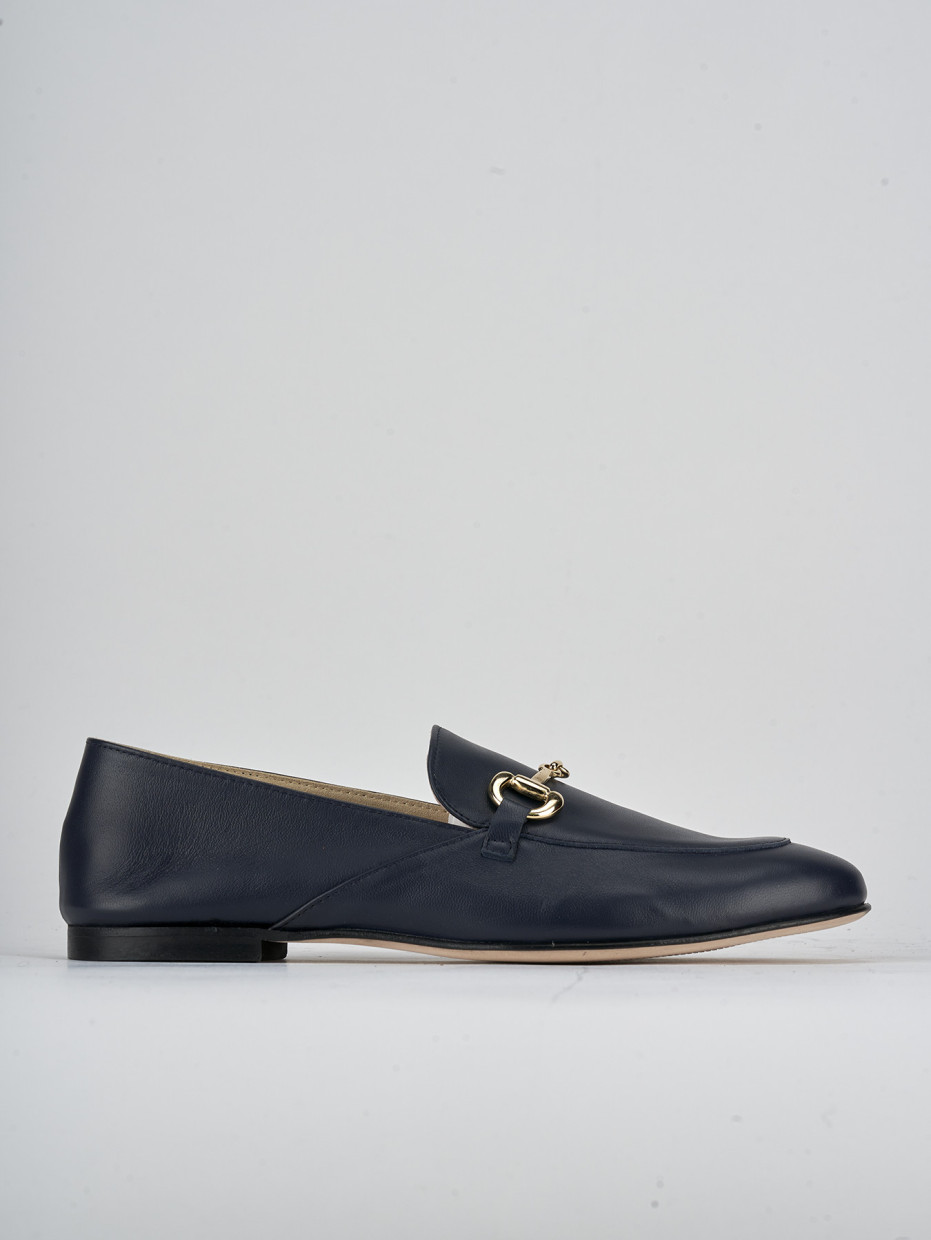 Mocasines tacón 1 cm azul cuero