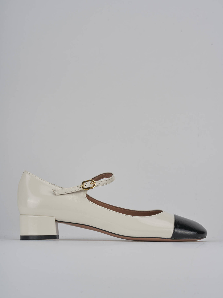 Zapatos de salón tacón 3 cm blanco cuero