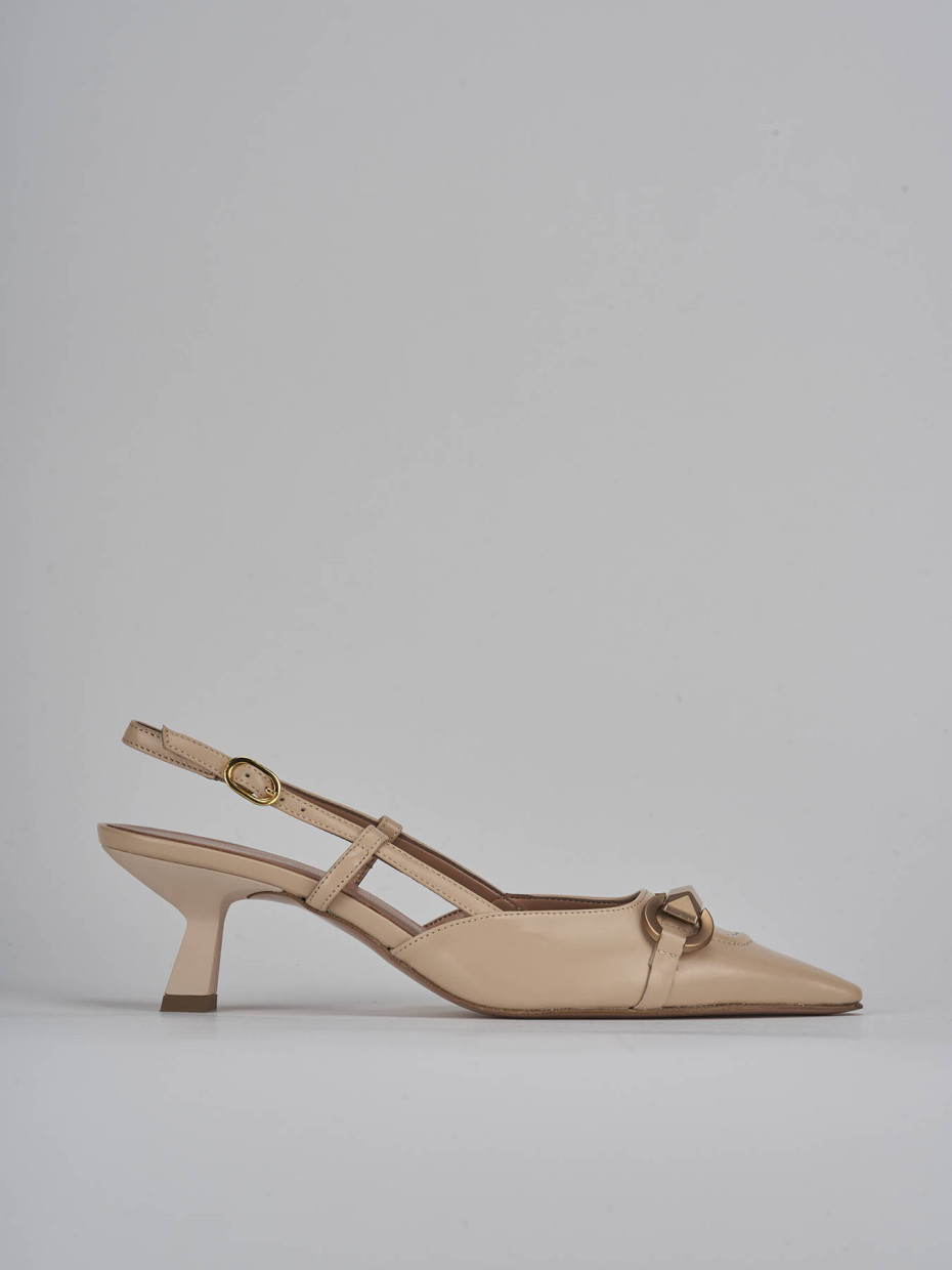 Slingback heel 6 cm beige leather