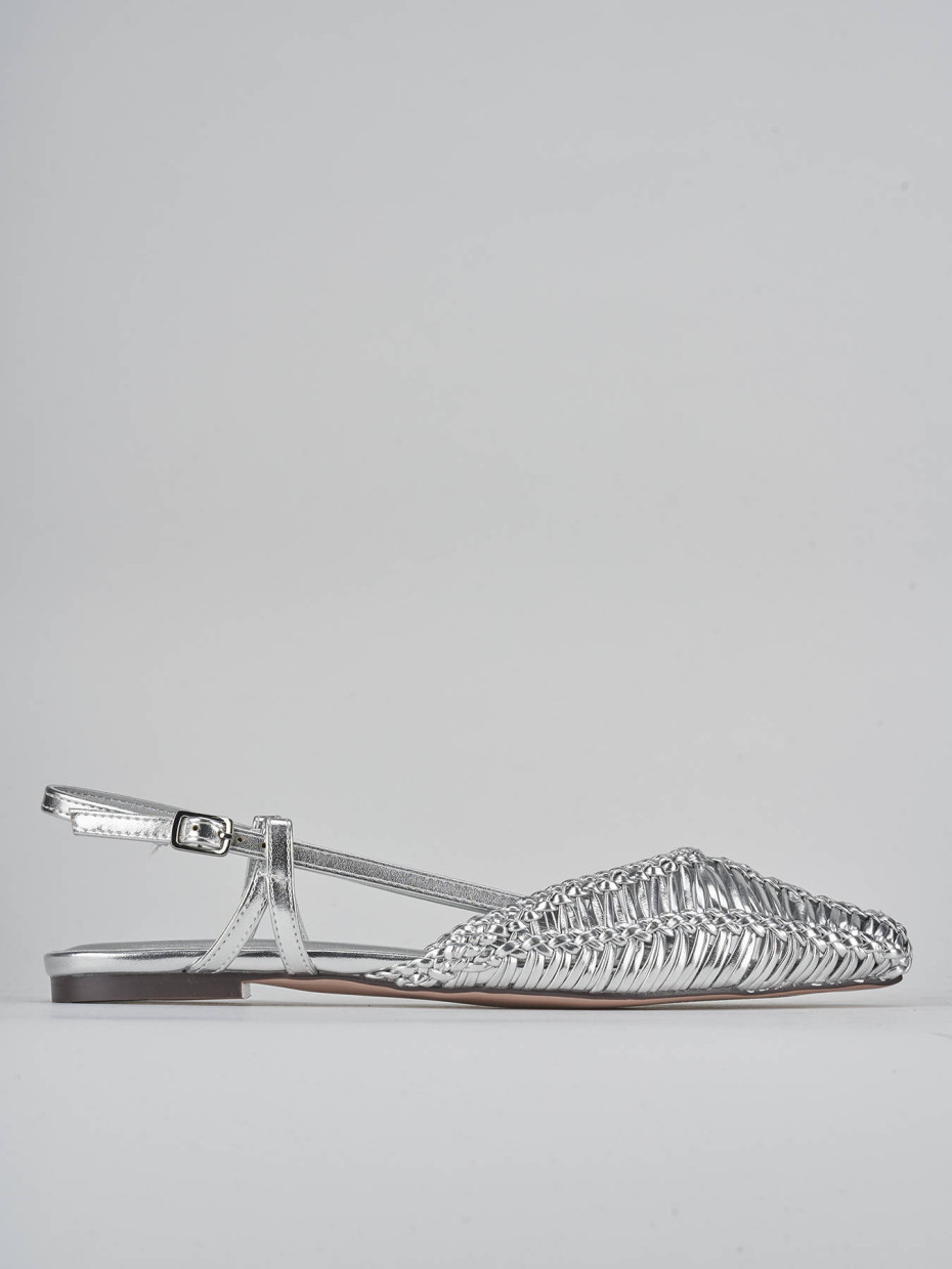 Bailarinas tacón 1 cm plata cuero
