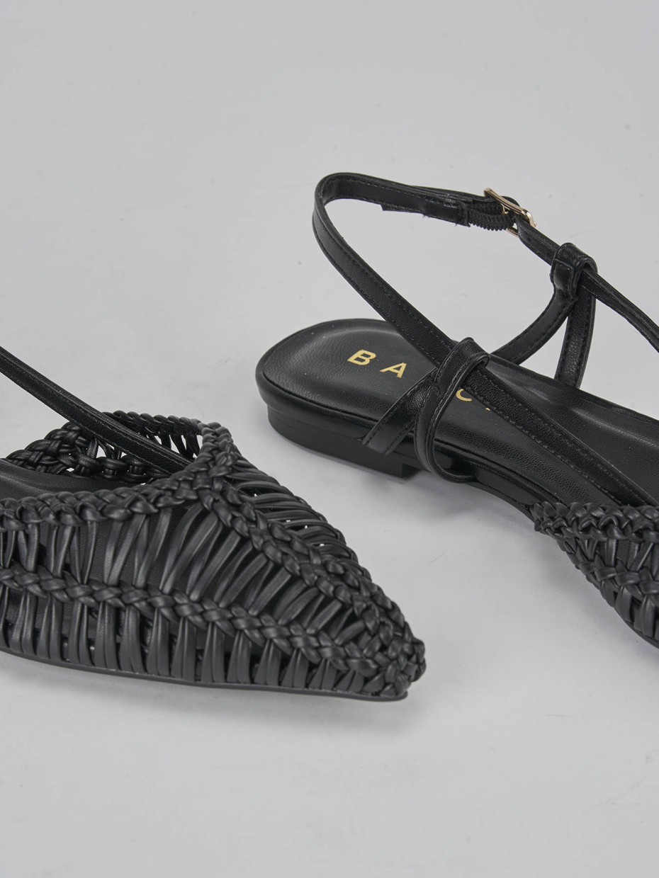 Bailarinas tacón 1 cm negro cuero