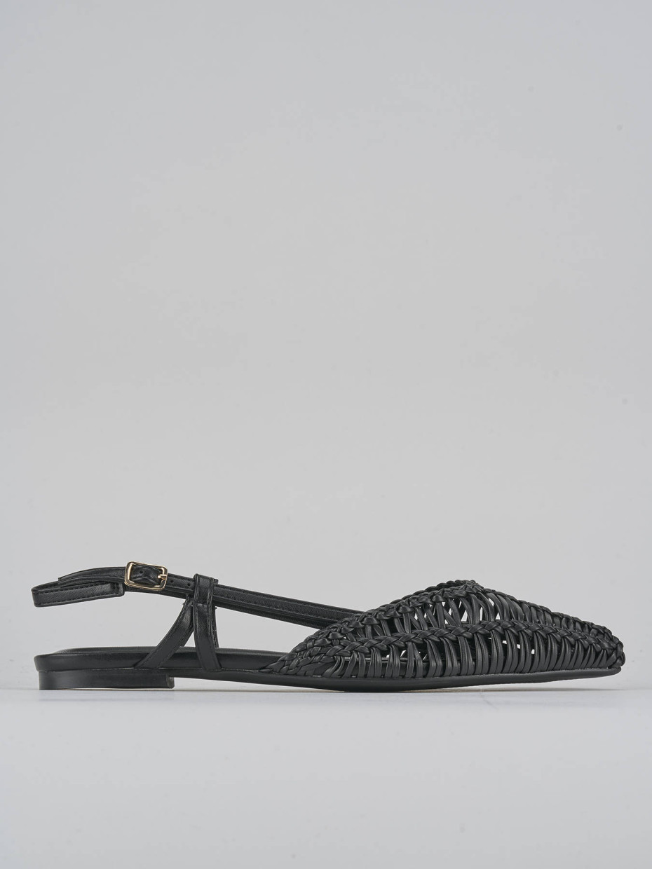 Bailarinas tacón 1 cm negro cuero