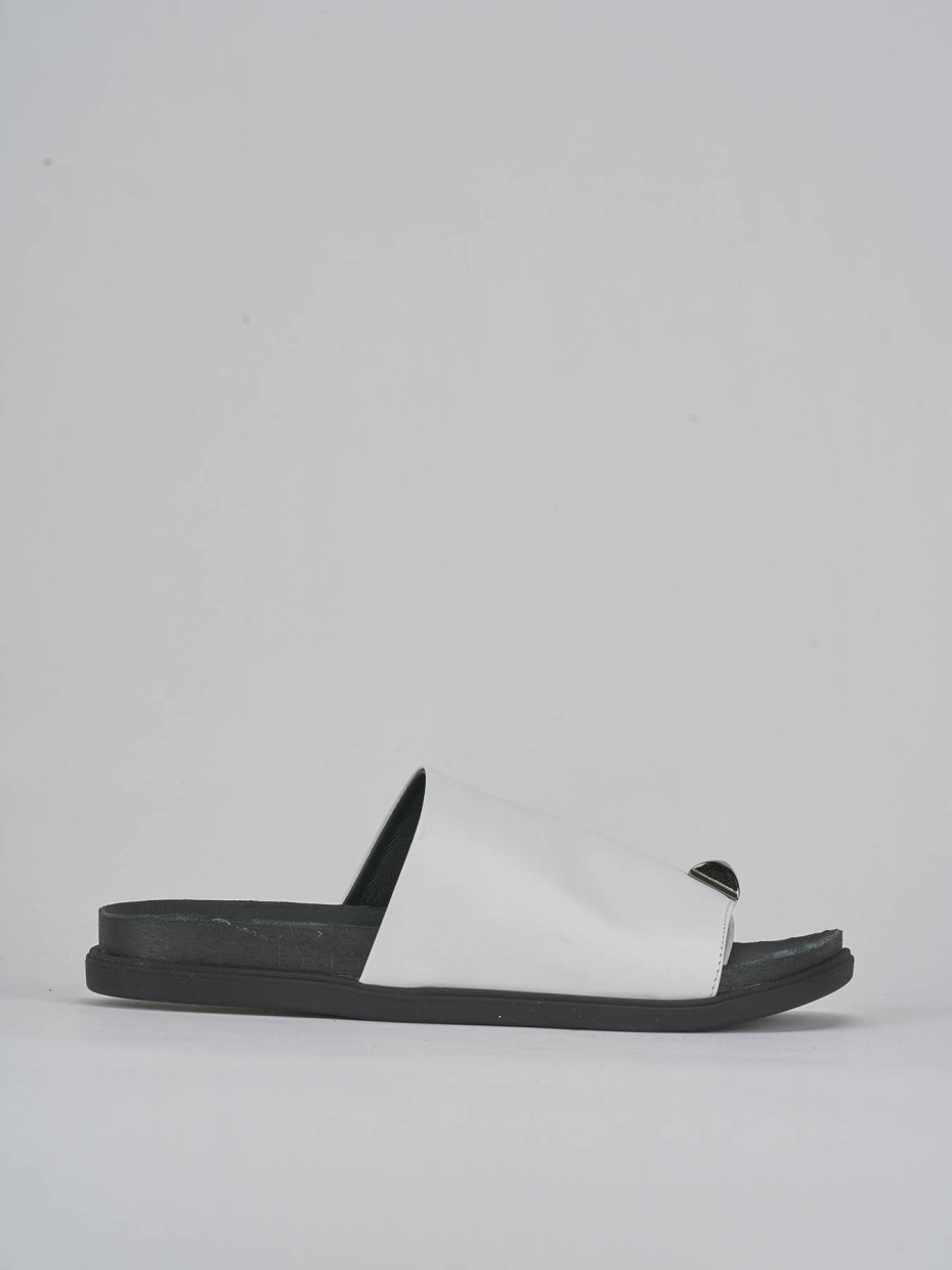 Mules tacón 1 cm blanco cuero