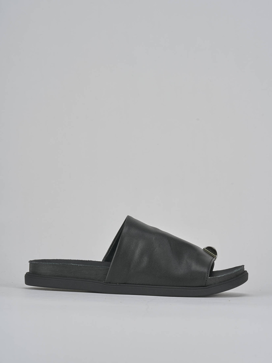 Mules tacón 1 cm negro cuero