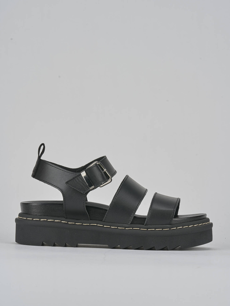 Sandalias de tacón bajo tacón 2 cm negro cuero