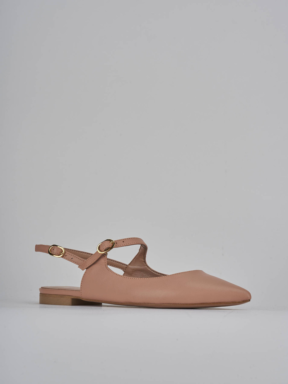 Bailarinas tacón 1 cm rosa cuero