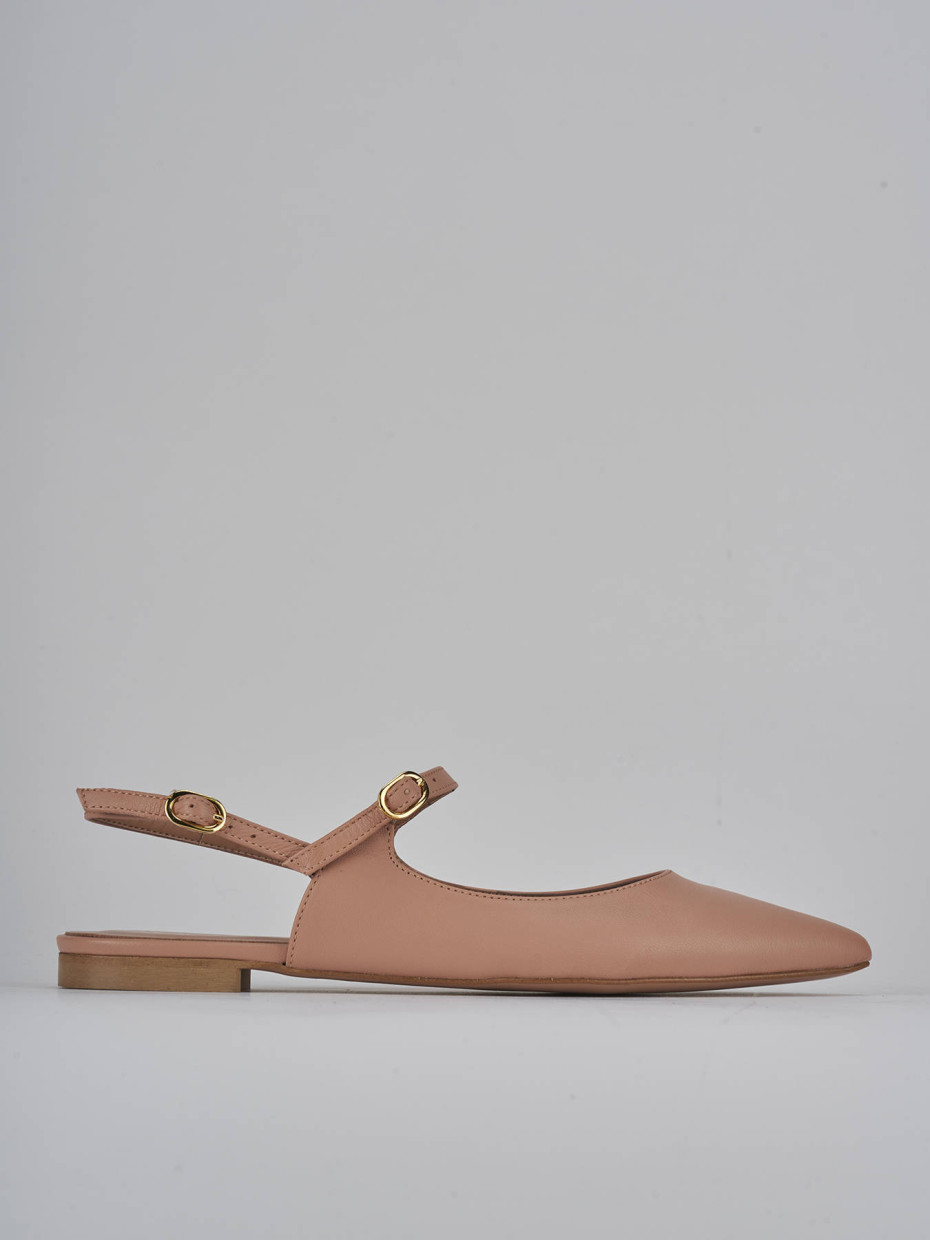 Bailarinas tacón 1 cm rosa cuero
