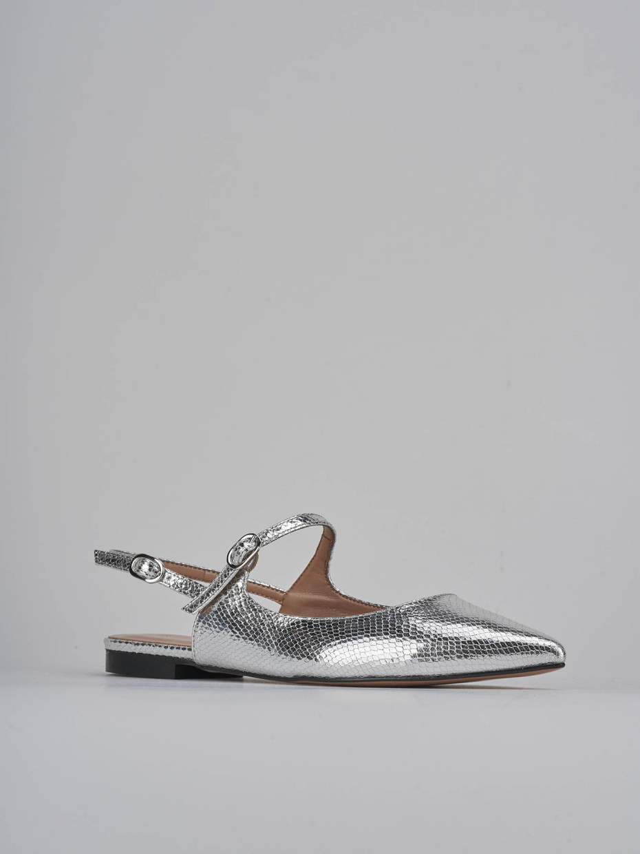 Bailarinas tacón 1 cm plata cuero