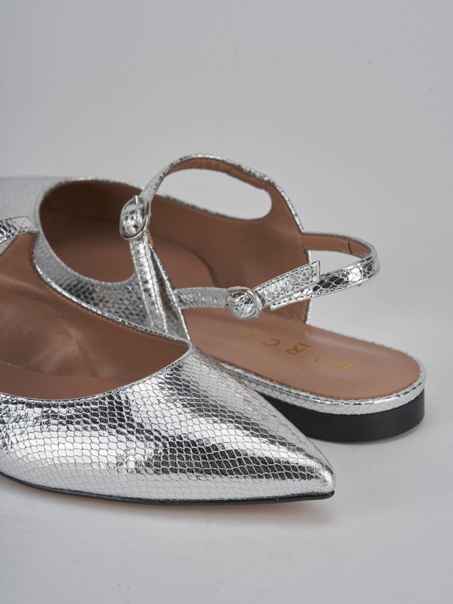Bailarinas tacón 1 cm plata cuero