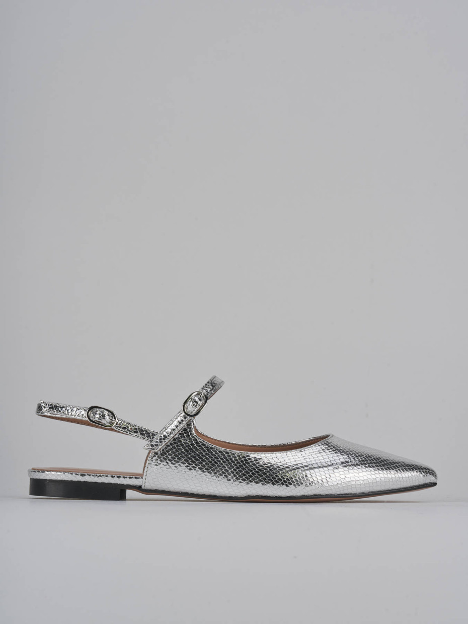 Bailarinas tacón 1 cm plata cuero