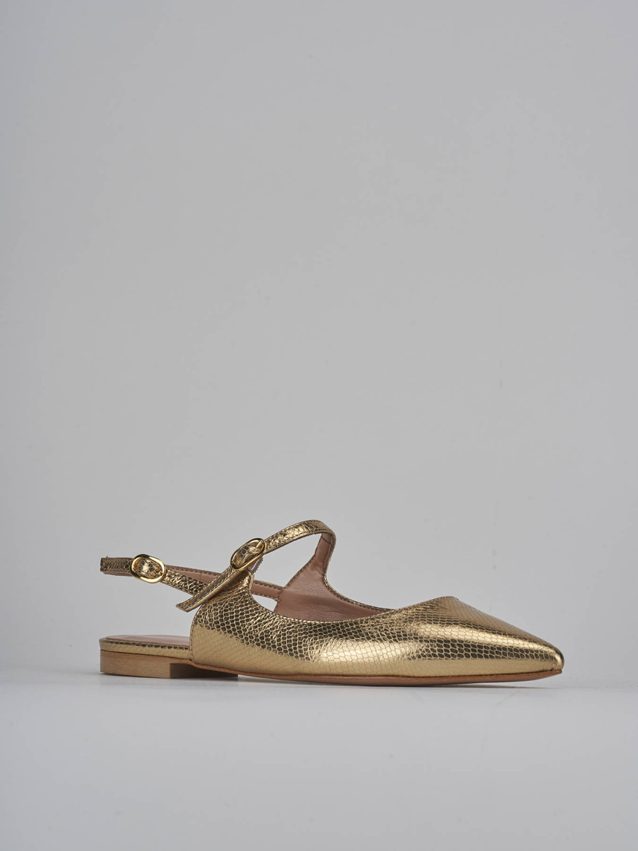 Bailarinas tacón 1 cm oro cuero