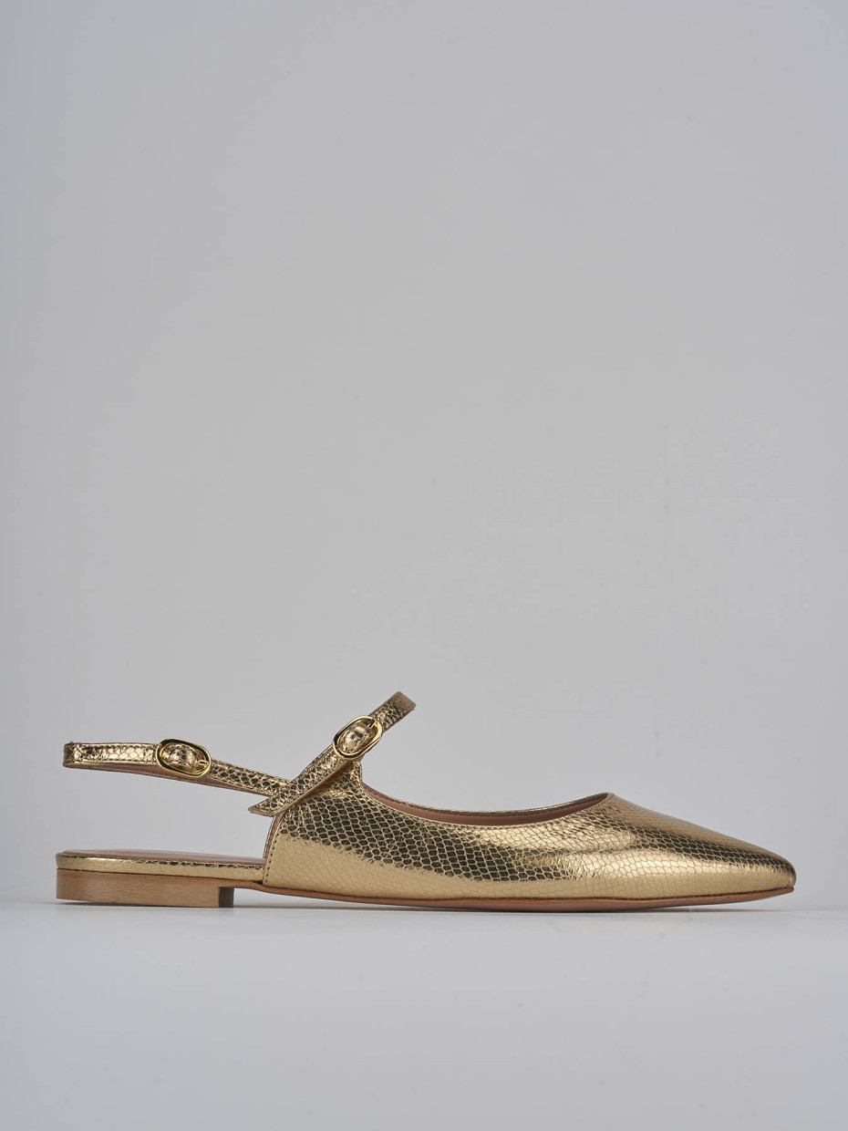 Bailarinas tacón 1 cm oro cuero