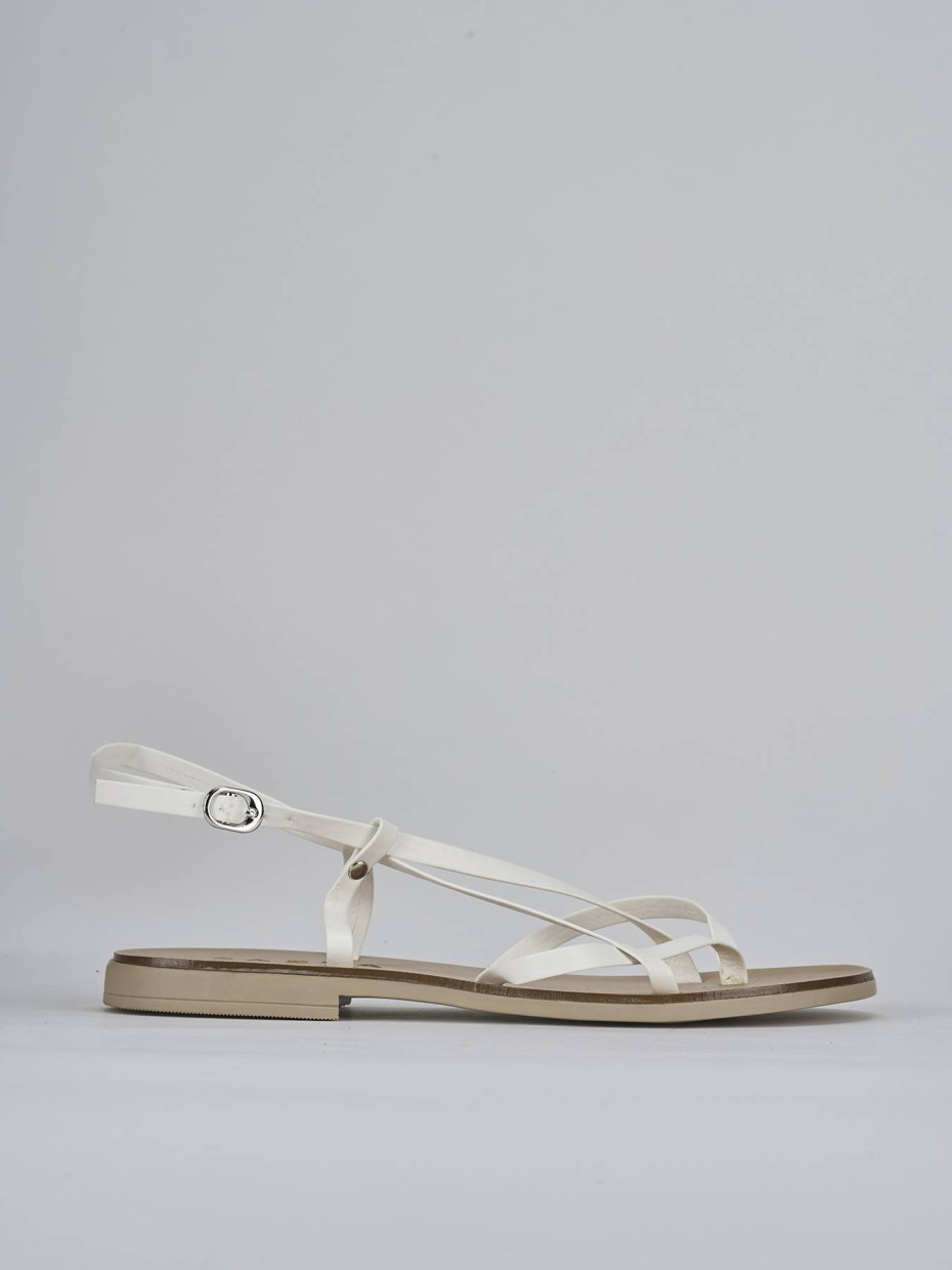 Sandalias de tacón bajo tacón 1 cm blanco cuero
