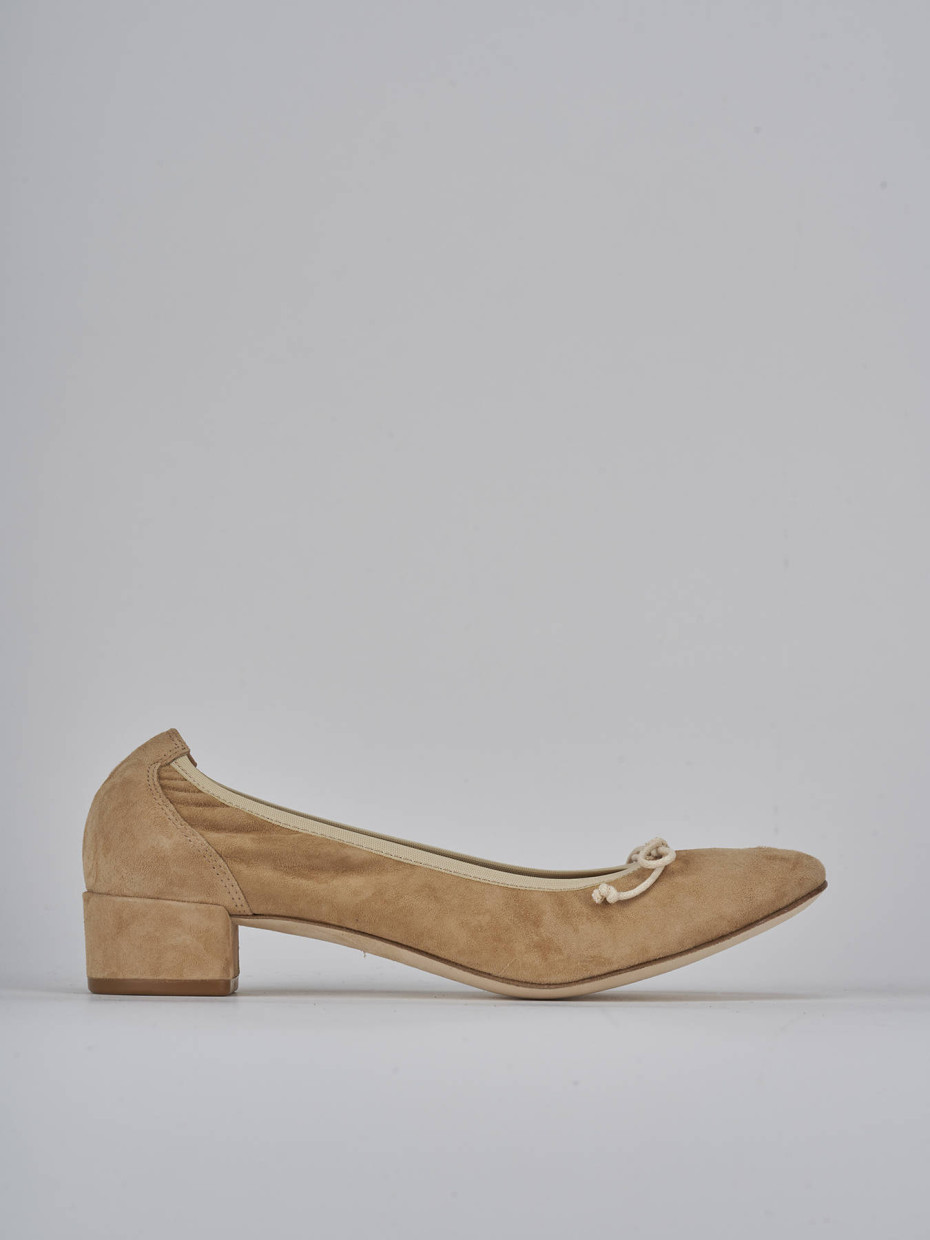 Bailarinas tacón 4 cm beis ante