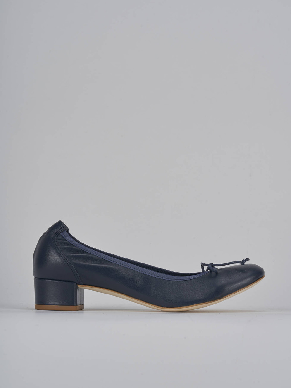 Bailarinas tacón 4 cm azul cuero