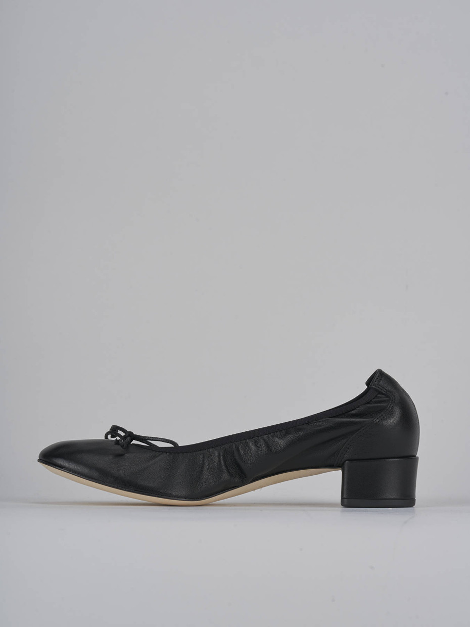 Bailarinas tacón 4 cm negro cuero