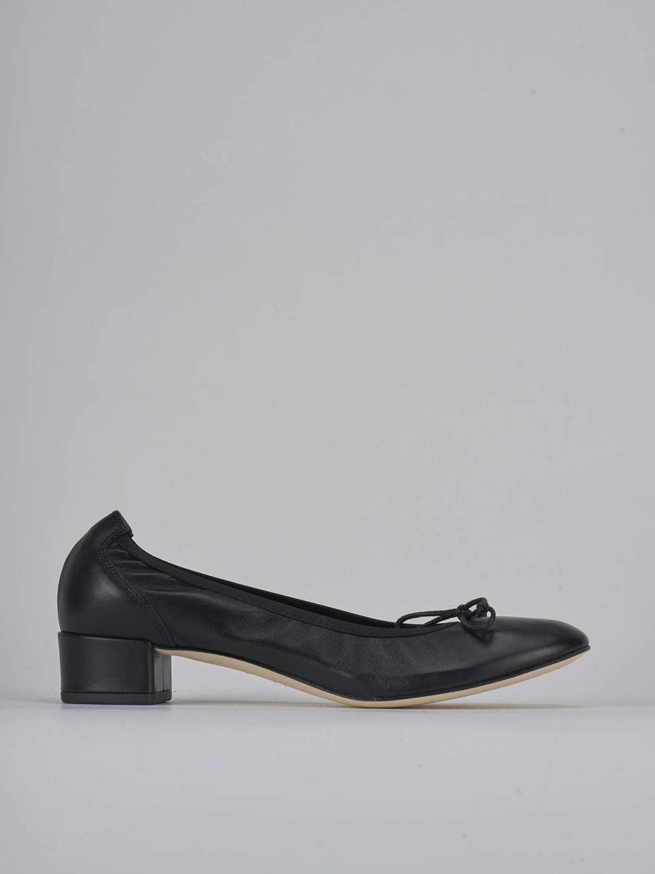 Bailarinas tacón 4 cm negro cuero