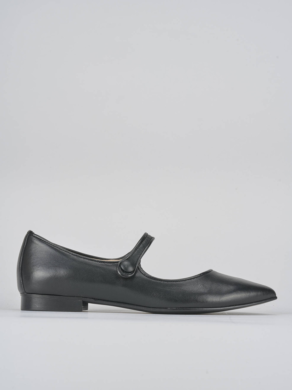 Bailarinas tacón 1 cm negro cuero