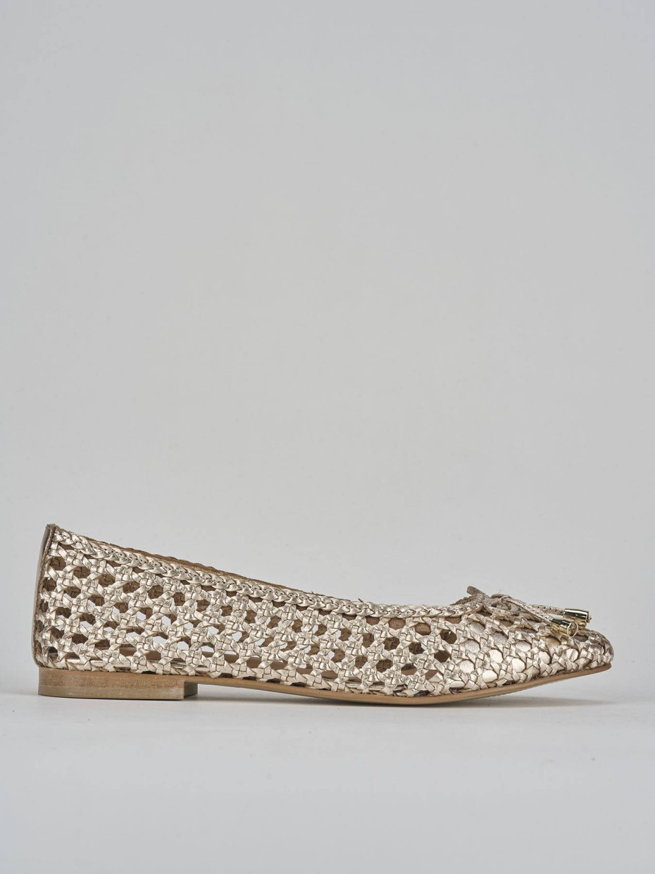 Bailarinas tacón 1 cm oro cuero