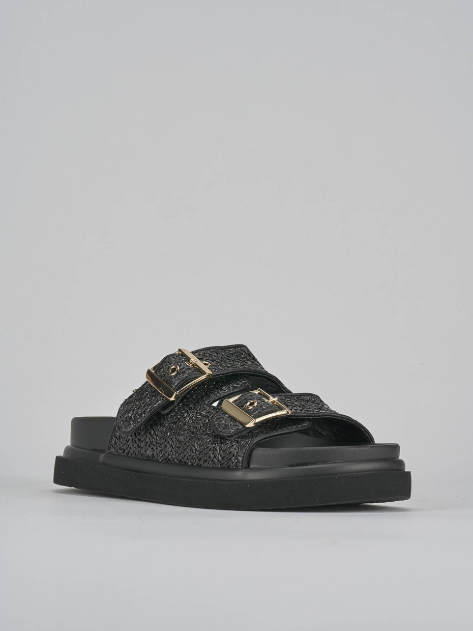 Mules tacón 1 cm negro cuero