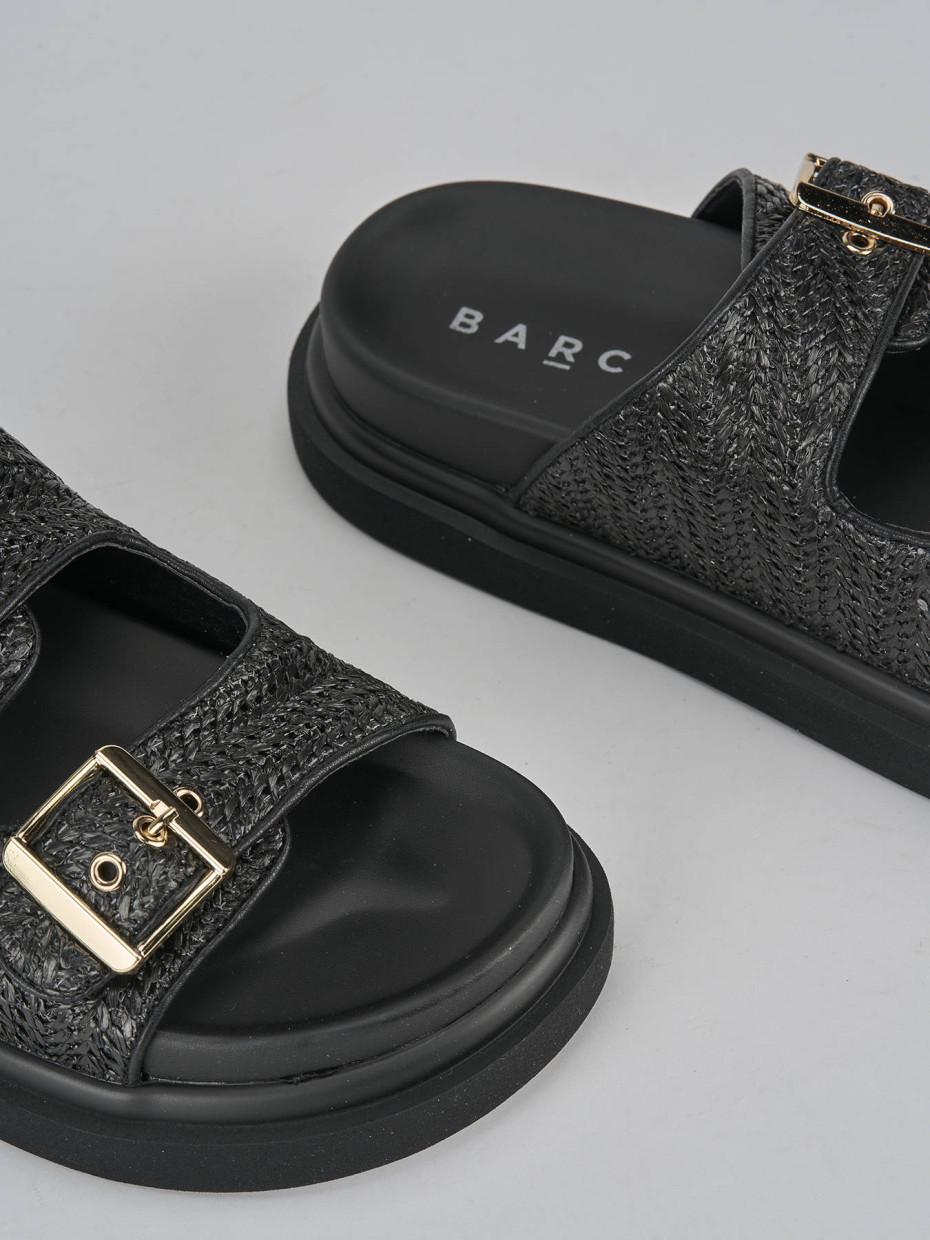 Mules tacón 1 cm negro cuero