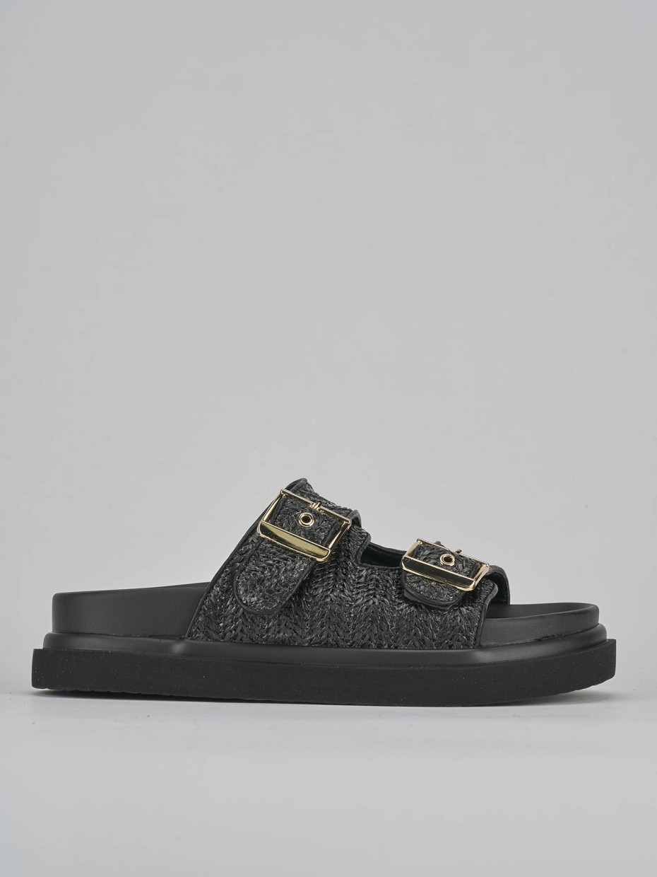 Mules tacón 1 cm negro cuero