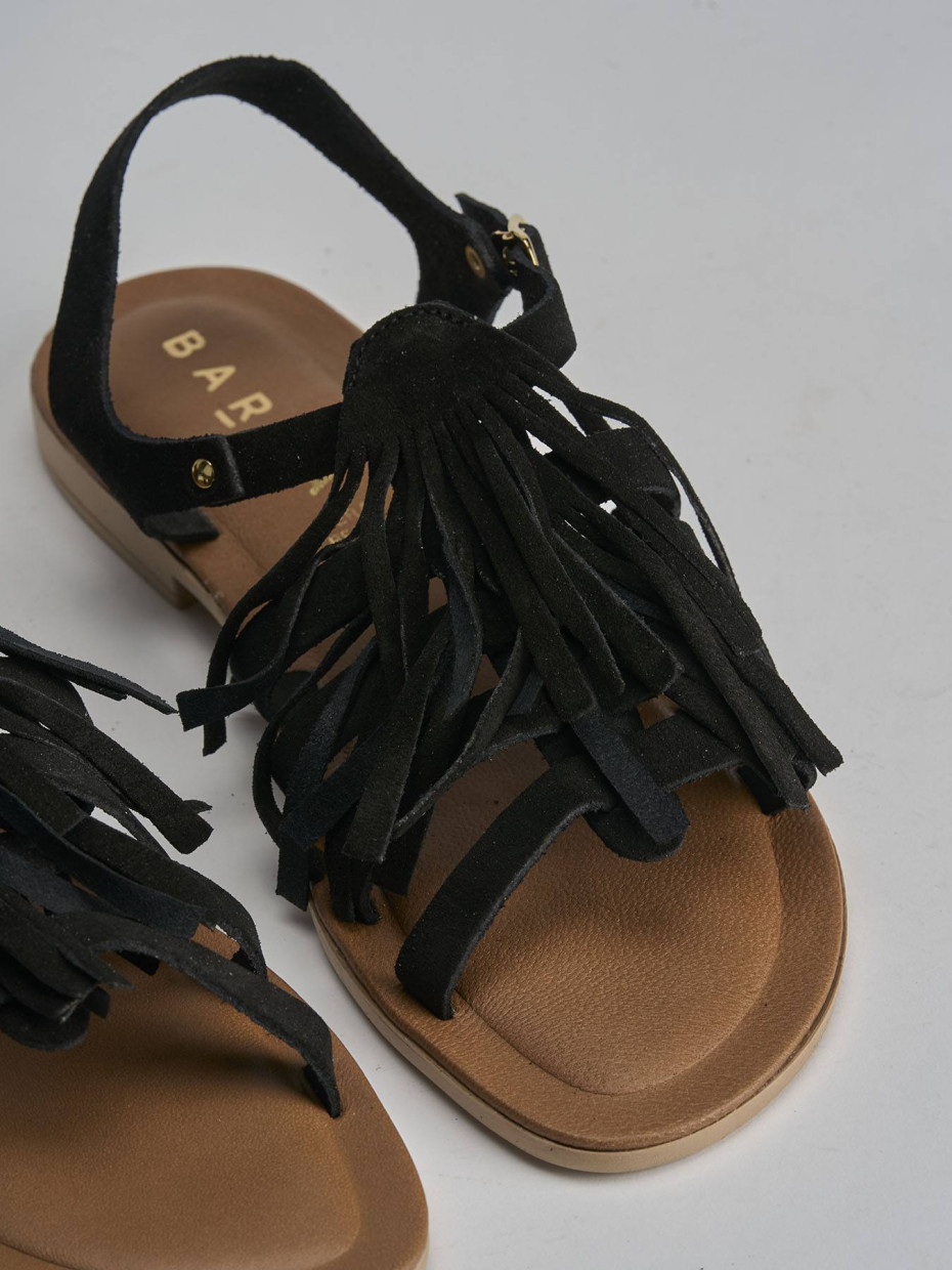Sandalias de tacón bajo tacón 1 cm negro ante