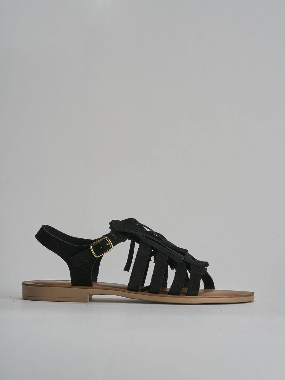 Sandalias de tacón bajo tacón 1 cm negro ante