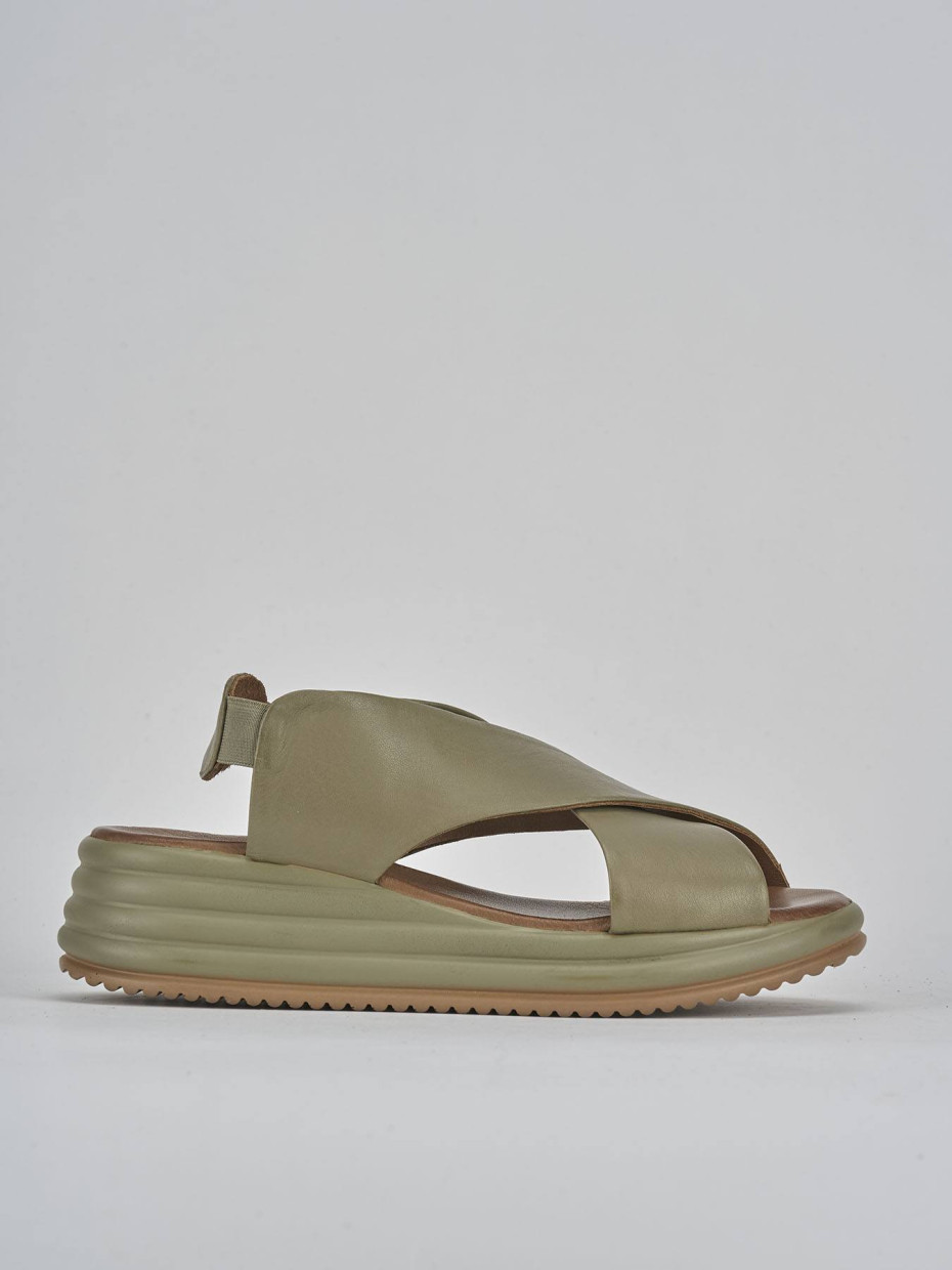Wedge heels heel 5 cm green leather