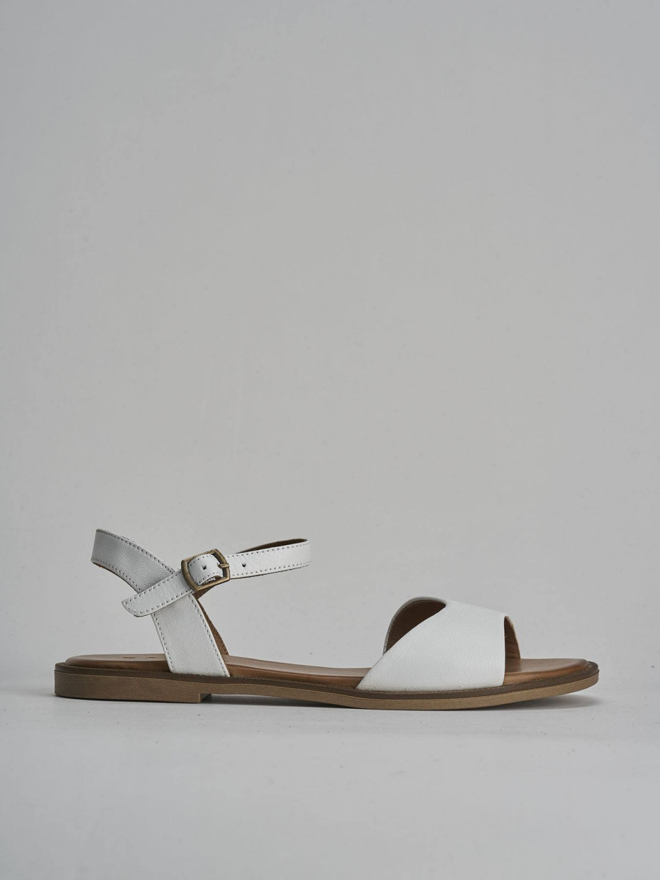 Sandalias de tacón bajo tacón 1 cm blanco cuero