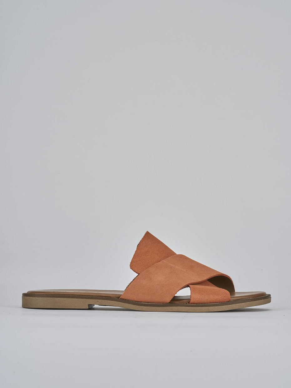 Mules tacón 1 cm naranja ante