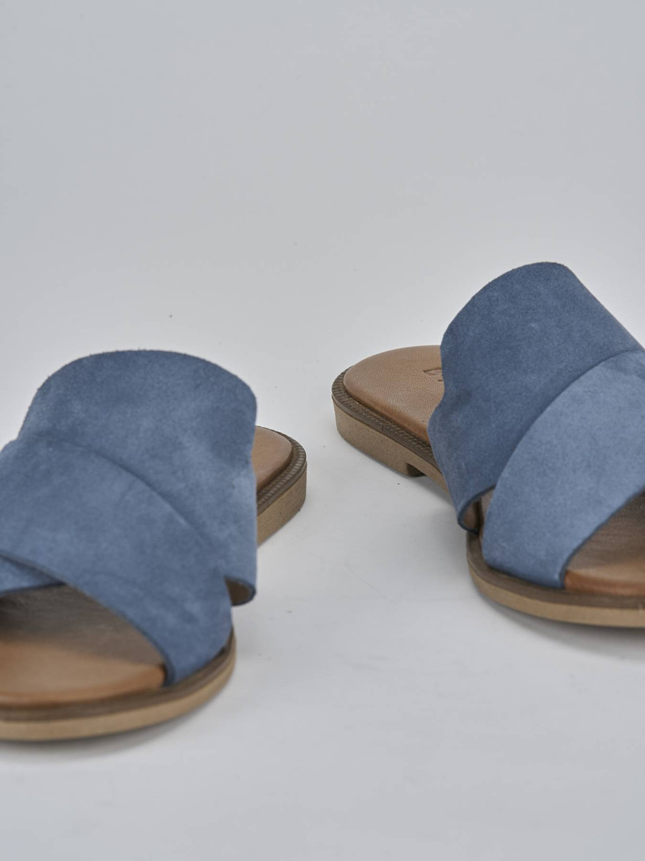 Mules tacón 1 cm jeans ante