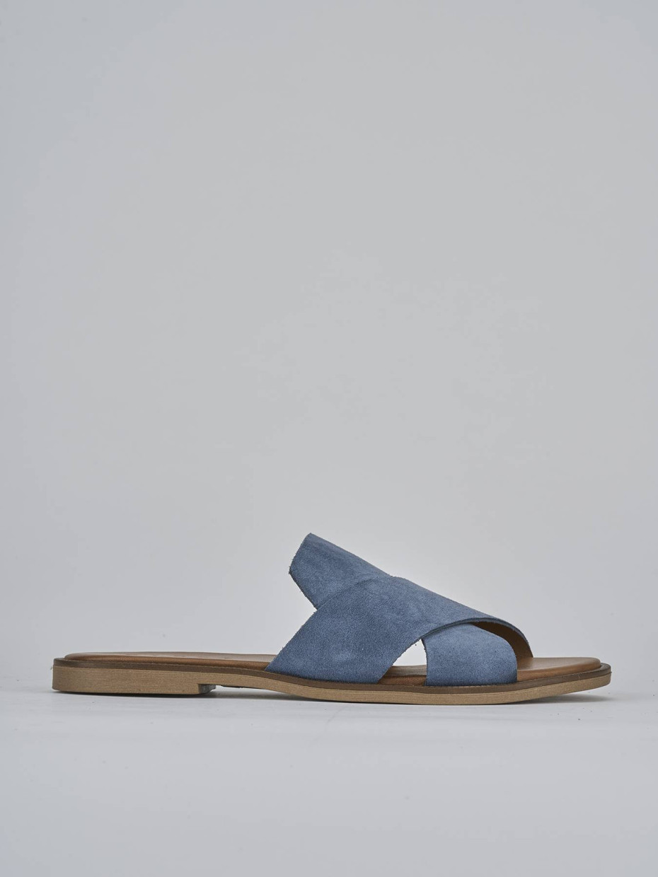 Mules tacón 1 cm jeans ante