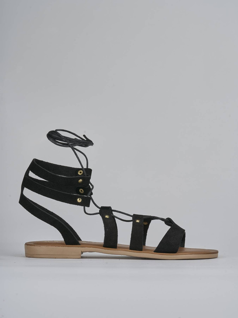 Low heel sandals heel 1 cm black suede