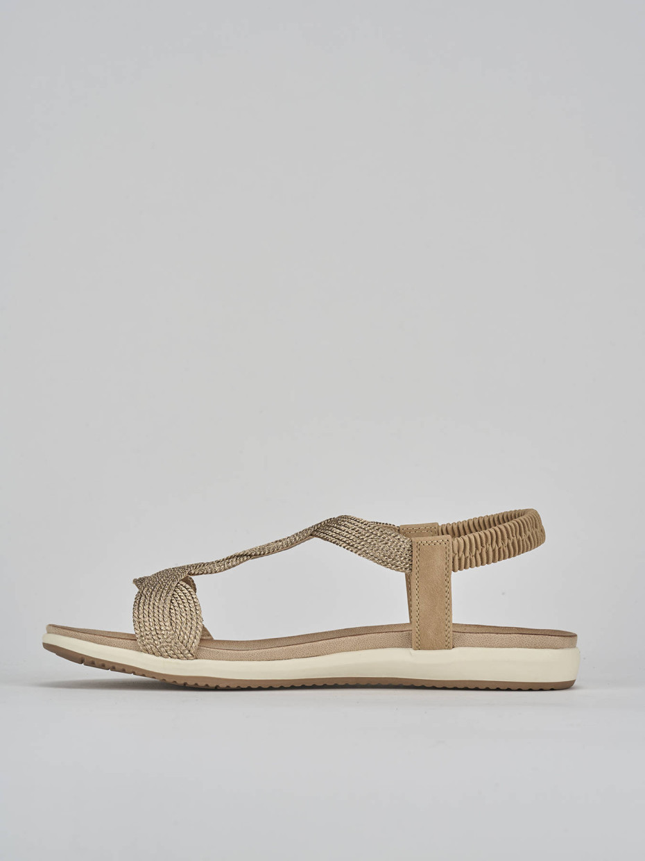 Sandalias de tacón bajo tacón 1 cm oro cuero
