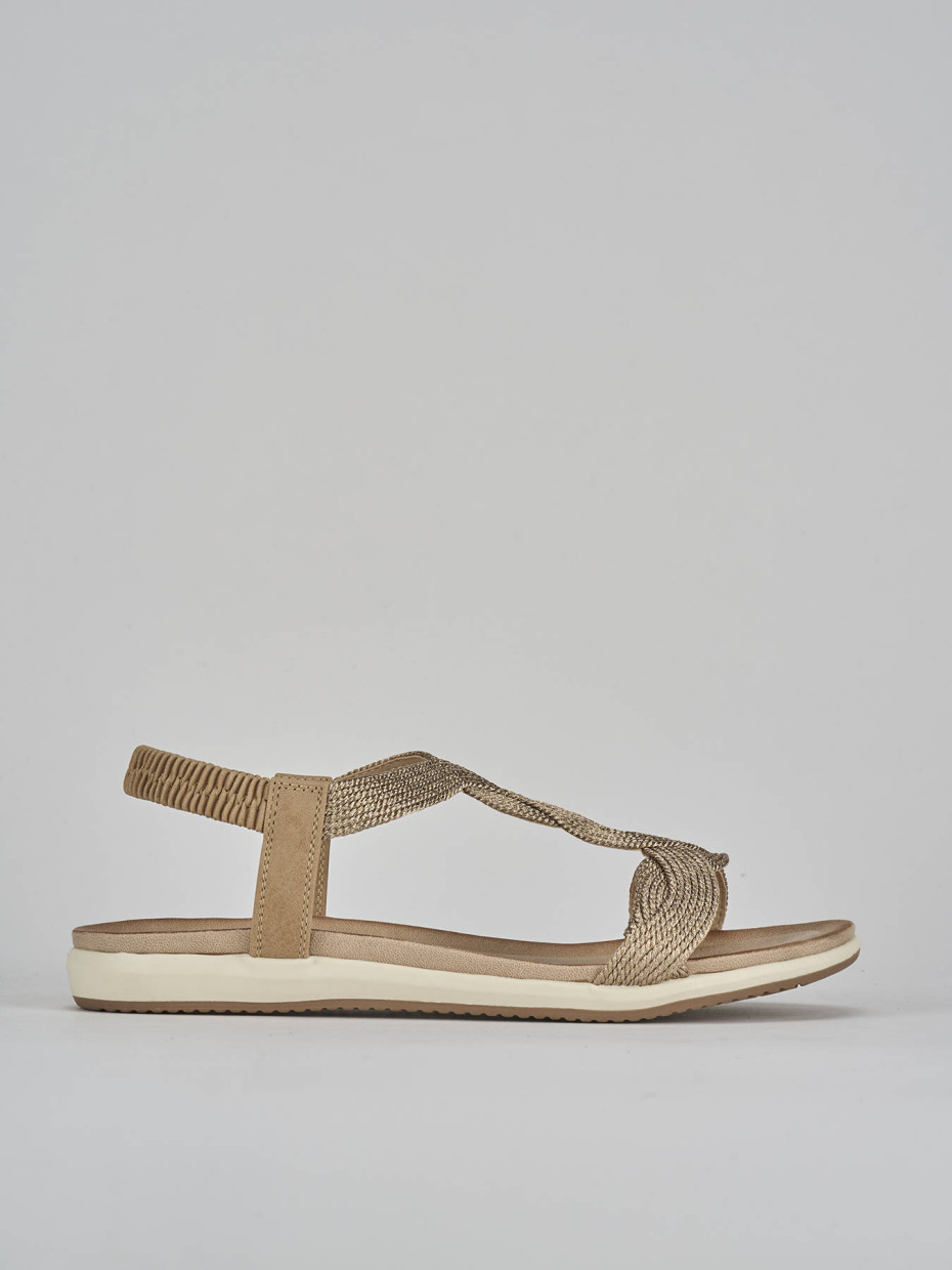 Sandalias de tacón bajo tacón 1 cm oro cuero