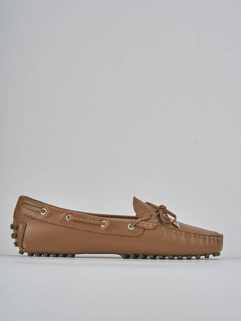 Mocasines tacón 1 cm marrón cuero